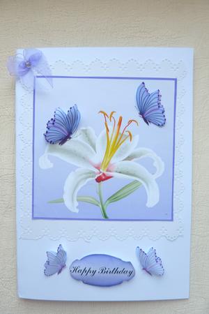Day Lily with Butterflies by Rosina Walker