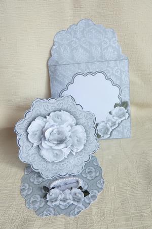 White Roses & Lace Flower Shaped Easel Card Kit by Rosina Walker