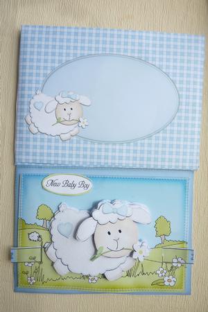 3D Little Lamb Blue Animated Moveable Decoupage Card Kit by Rosina Walker