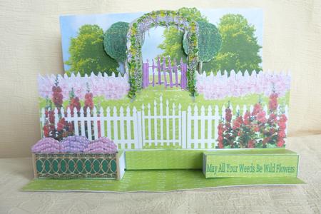 Pink Flower Garden Scene Giant 3D - A4 Easel Card Kit by Rosina Walker