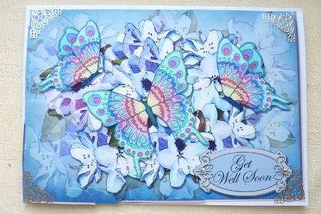 A5 Get Well Flowers N Butterfly Scallop Corner Stacker by Rosina Walker
