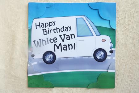 8 x 8 Happy Birthday Mr Van Man Scalloped Corner Topper by Rosina Walker