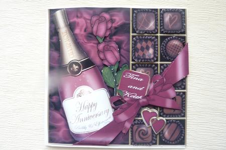 Anniversary Champers Chocs N Roses Quick Card 3D Decoupage by Rosina Walker