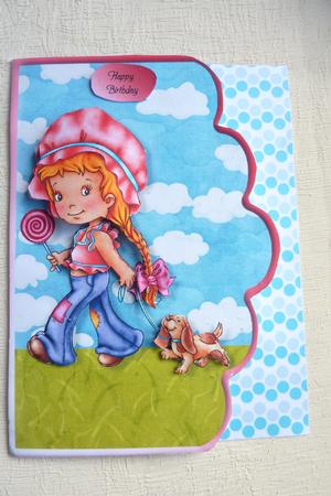 Walking the Dog Scallope Edge Curve Card by Rosina Walker