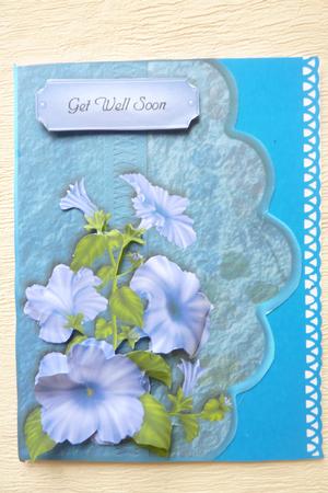 Blue Petunias Scallope Edge Curve Card by Rosina Walker