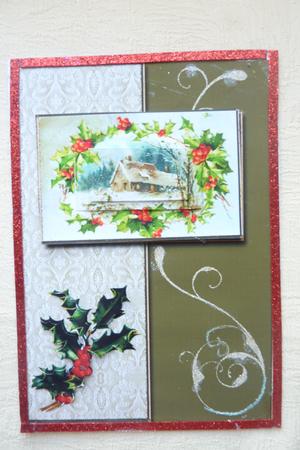 Cottage Scene with Holly by Rosina Walker