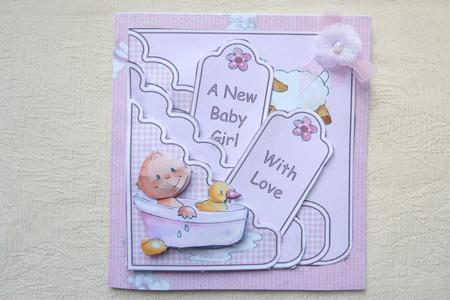 Baby Girl in Bath 6x6 Pocket Tag Card Sheet by Rosina Walker