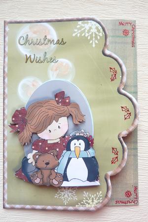 Christmas Wishes Scallope Edge Curve Card by Rosina Walker