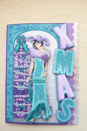 Christmas Art Deco Lady Over the Side Xmas by Rosina Walker