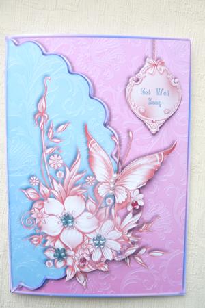 Beautiful Butterfly and Flowers in Pastel Envelope Card by Rosina Walker