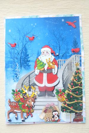 Grand Staircase Santa and Cardinals A4 by Rosina Walker