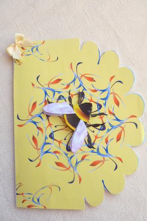 A5 Bumble Bee Card Front by Rosina Walker