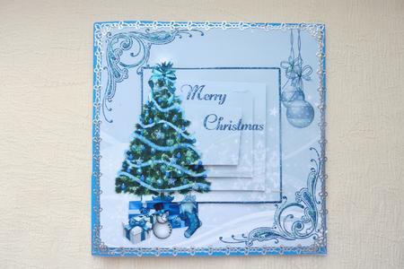 Blue Christmas Card Front by Rosina Walker