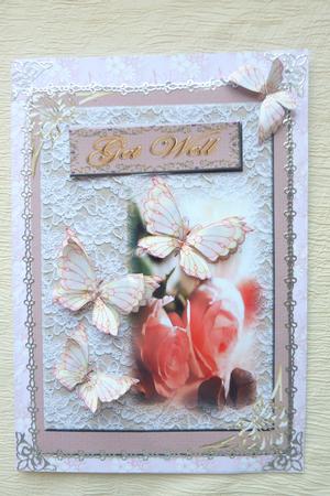 Beautiful Butterfly and Flowers in Pastel Background 2 by Rosina Walker