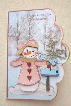 Snowgirl Scallope Edge Curve Card by Rosina Walker