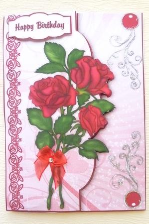 Roses Are Red Faux Envelope Card Front by Rosina Walker