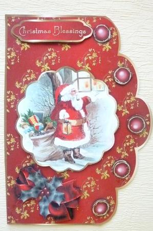 Santa Looking in Scallop A4 Card Front by Rosina Walker