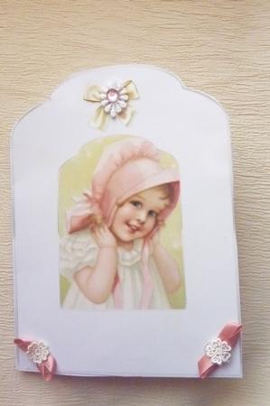 Grandmother Vintage Girl Scalloped Top Quick Card by Rosina Walker