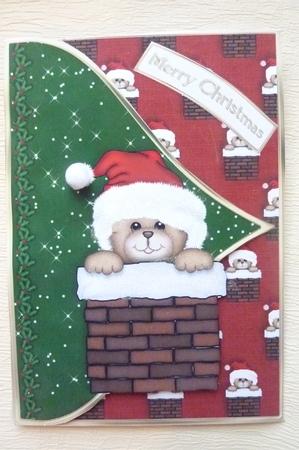Chimney Ted Christmas Envelope Card Front by Rosina Walker