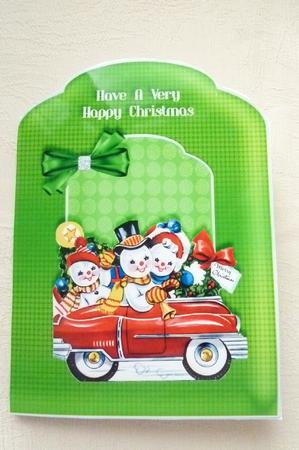 Vintage Snowmans Christmas Snowride Scalloped Top Quick Card by Rosina Walker