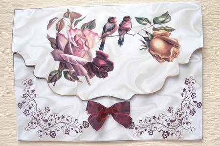 Roses with Little Birds on a Scalloped Envelope by Rosina Walker