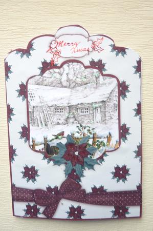 Christmas Poisettia Scallop Top Card Fronts in Red N Green by Rosina Walker
