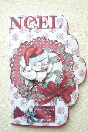 Little Christmas Sparrow Scallop Card Front N Step by Step by Rosina Walker