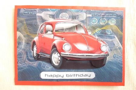 Happy Birthday Brother Volkswagen Beetle Classic Red by Rosina Walker