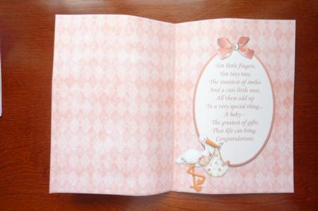 Insert for Welcome Little One Baby Girl Card Front by Rosina Walker