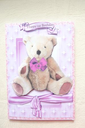 Cute Cuddly Bear in Pink Star Frame by Rosina Walker
