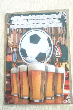 Pints of Beer on Pub Bar with Football by Rosina Walker