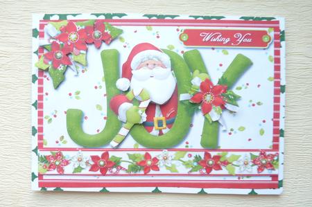 Santa Wishing You Joy at Christmas Card Front by Rosina Walker