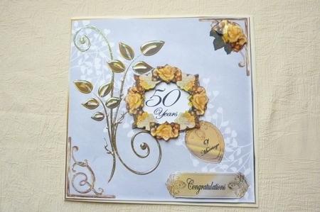 Golden Wedding Anniversary with Golden Flowers by Rosina Walker