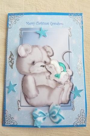 Cute Polar Bear & Mouse with Aqua Coat by Rosina Walker