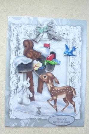 Beautiful Animals of the Forest in the Snow in Silver Frame by Rosina Walker