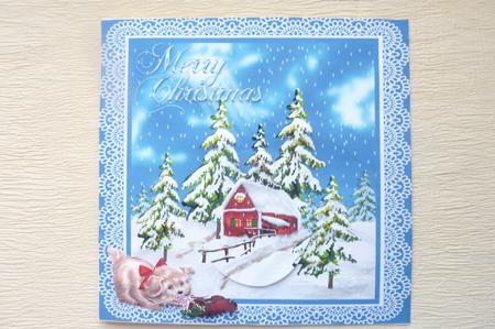 Christmas Barn and Dog by Rosina Walker