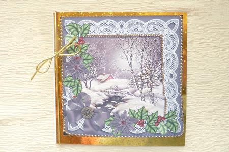 Winter Walk Black Poinsettia 5in Scallop Bottom Stacker by Rosina Walker
