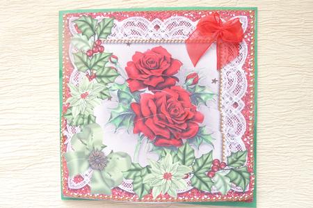 Christmas Roses Poinsettia 5in Scallop Bottom Stacker by Rosina Walker