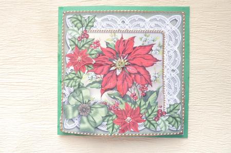 Red Green Poinsettia 5in Scallop Bottom Stacker by Rosina Walker