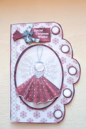 Little Christmas Angel Scallop Card and Decoupage by Rosina Walker