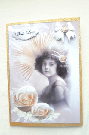 To My Dearest Daughter Vintage Girl Golden Roses by Rosina Walker