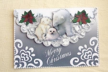Cute Snow Animals on a Scalloped Envelope by Rosina Walker