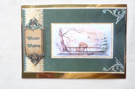 Winter Deer Christmas Pyramid Card Front by Rosina Walker