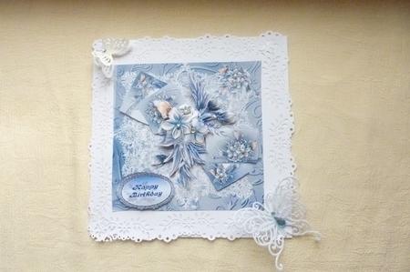 Blue and Lace Floral Birthday Card by Rosina Walker