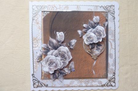 Roses on Padded Gold Topper by Rosina Walker