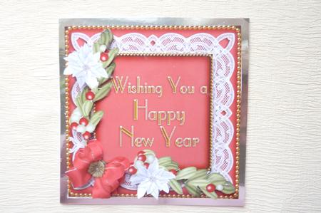 Happy New Year Red White Poinsettia Decoupage Step by Step by Rosina Walker