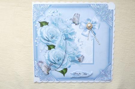 8x8 Blue Roses and Butterfly by Rosina Walker
