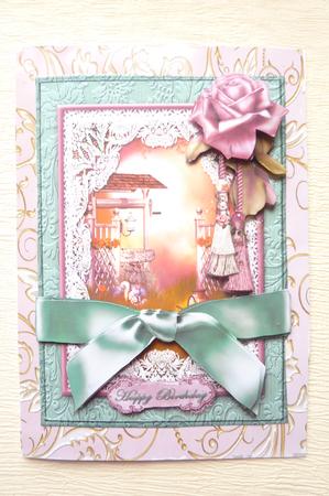 Wishing Well and Rose Card Front by Rosina Walker