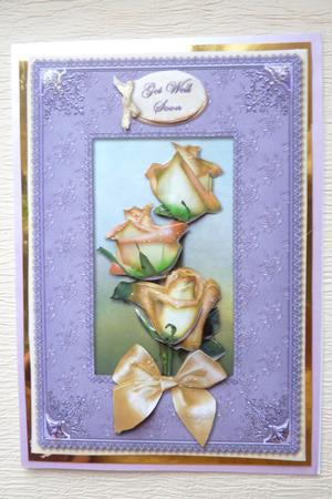 Lemon Roses in a Lilac Frame Card Front by Rosina Walker