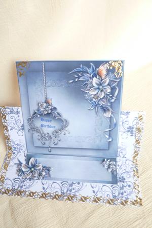 Blue Floral Swirls Backing Paper by Rosina Walker